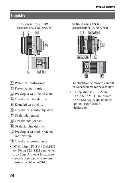 Sony SLT-A77VK - SLT-A77VK Istruzioni per l'uso Croato