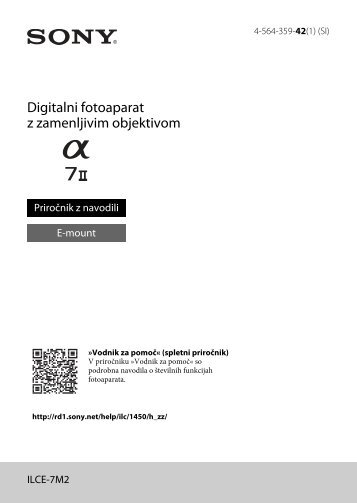 Sony ILCE-7M2 - ILCE-7M2 Istruzioni per l'uso Sloveno