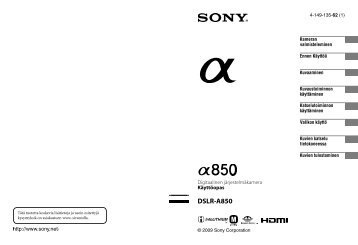 Sony DSLR-A850 - DSLR-A850 Istruzioni per l'uso Finlandese