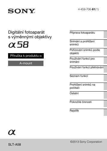 Sony SLT-A58K - SLT-A58K Istruzioni per l'uso Ceco