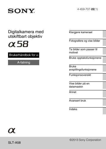 Sony SLT-A58K - SLT-A58K Istruzioni per l'uso Norvegese