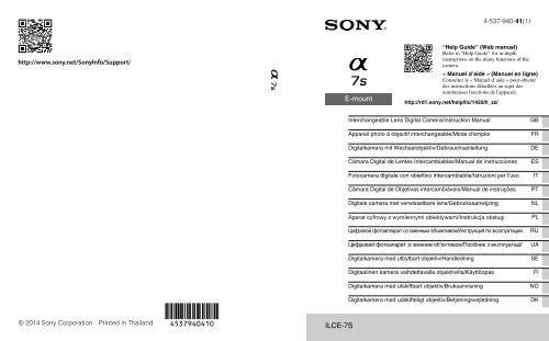 Sony ILCE-7S - ILCE-7S Istruzioni per l'uso Spagnolo