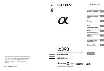 Sony DSLR-A390L - DSLR-A390L Istruzioni per l'uso Norvegese