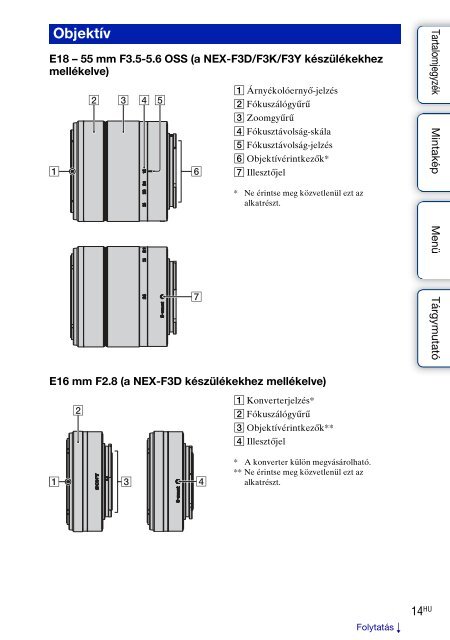 Sony NEX-F3D - NEX-F3D Istruzioni per l'uso Ungherese