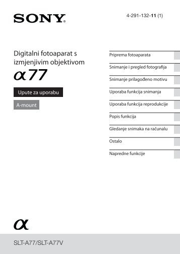 Sony SLT-A77Q - SLT-A77Q Istruzioni per l'uso Croato