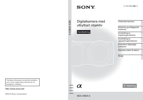 Sony NEX-3K - NEX-3K Istruzioni per l'uso Svedese