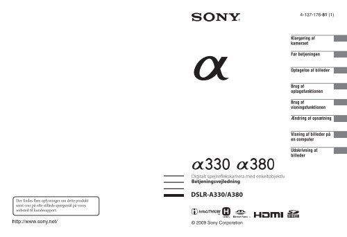 Sony DSLR-A330L - DSLR-A330L Istruzioni per l'uso Danese