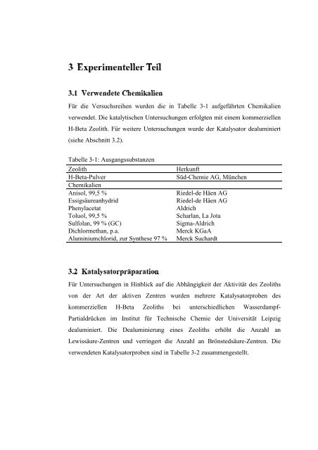 diplomarbeit - Technische Chemie 2 Rößner - Carl von Ossietzky ...