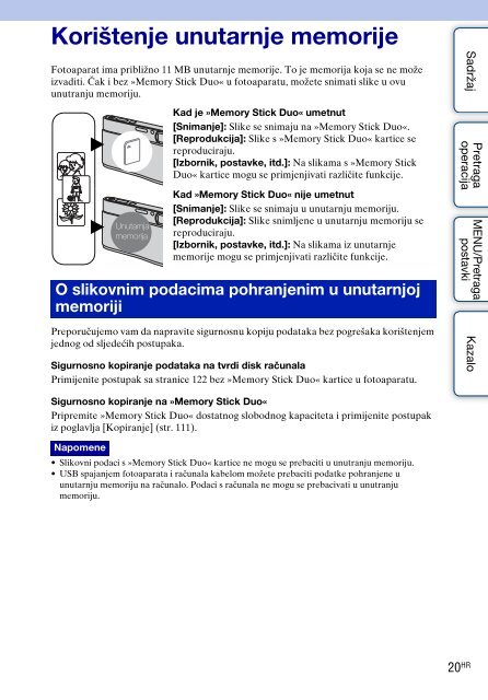 Sony DSC-TX1 - DSC-TX1 Istruzioni per l'uso Croato