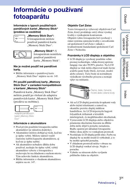 Sony DSC-TX1 - DSC-TX1 Istruzioni per l'uso Slovacco