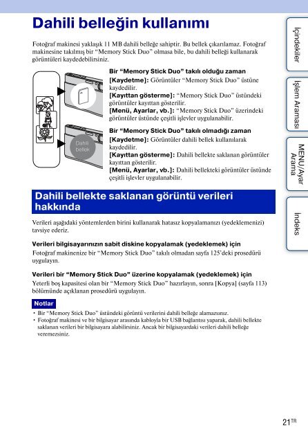 Sony DSC-TX1 - DSC-TX1 Istruzioni per l'uso Turco