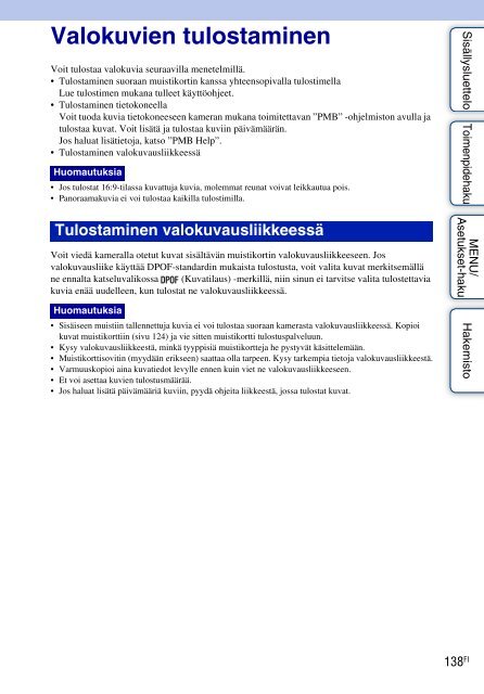 Sony DSC-T110 - DSC-T110 Istruzioni per l'uso Finlandese