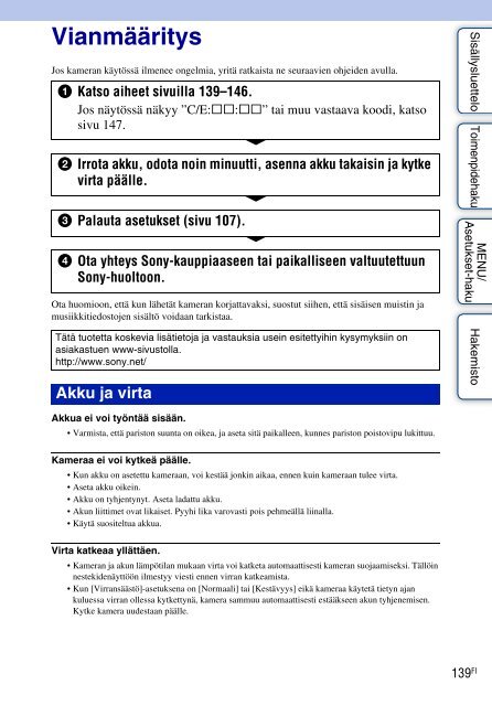 Sony DSC-T110 - DSC-T110 Istruzioni per l'uso Finlandese