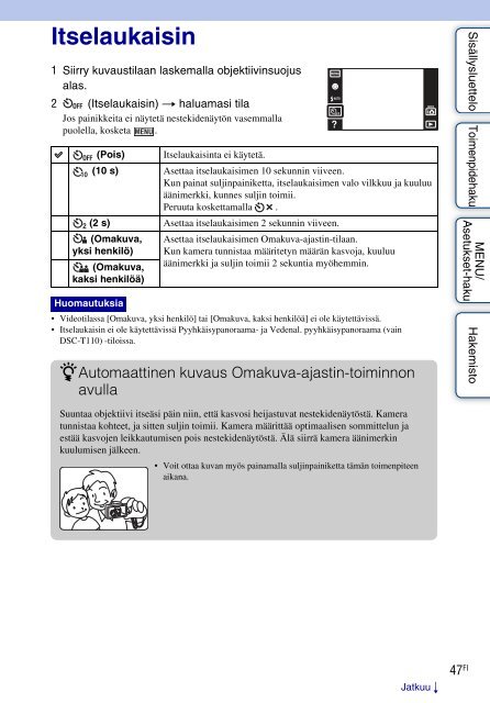 Sony DSC-T110 - DSC-T110 Istruzioni per l'uso Finlandese