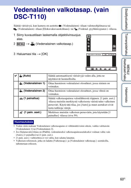 Sony DSC-T110 - DSC-T110 Istruzioni per l'uso Finlandese