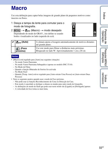Sony DSC-T110 - DSC-T110 Istruzioni per l'uso Portoghese