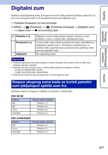 Sony DSC-S2000 - DSC-S2000 Istruzioni per l'uso Croato