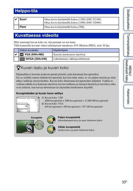 Sony DSC-S2000 - DSC-S2000 Istruzioni per l'uso Finlandese