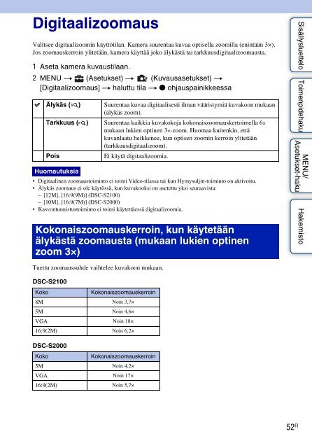 Sony DSC-S2000 - DSC-S2000 Istruzioni per l'uso Finlandese