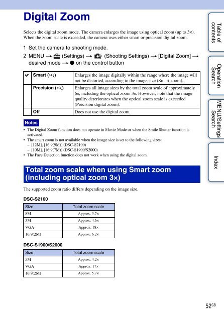 Sony DSC-S2000 - DSC-S2000 Istruzioni per l'uso Inglese