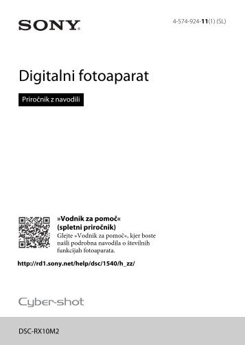 Sony DSC-RX10M2 - DSC-RX10M2 Istruzioni per l'uso Sloveno