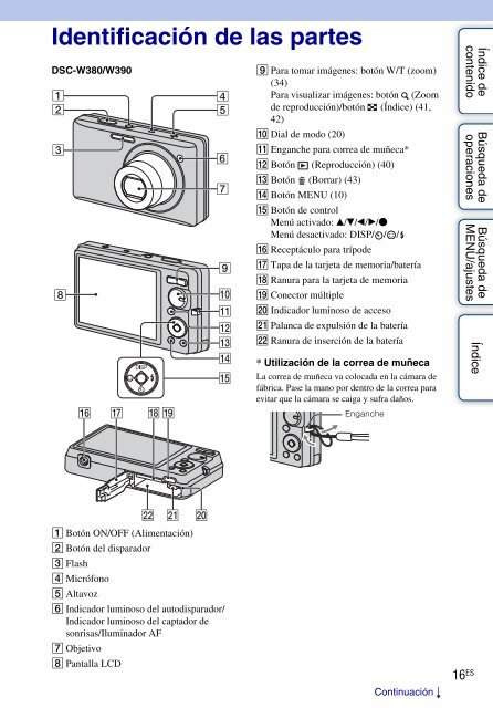 Sony DSC-W390 - DSC-W390 Guida all&rsquo;uso Spagnolo