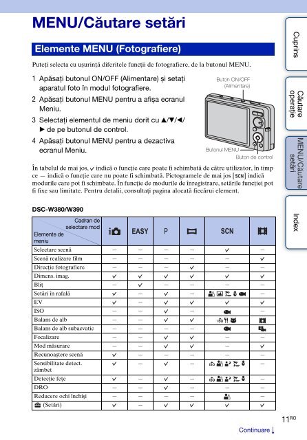 Sony DSC-W390 - DSC-W390 Istruzioni per l'uso Rumeno