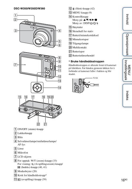 Sony DSC-W390 - DSC-W390 Istruzioni per l'uso Norvegese