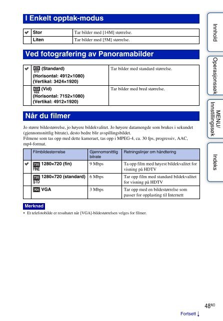 Sony DSC-W390 - DSC-W390 Istruzioni per l'uso Norvegese