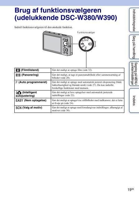 Sony DSC-W390 - DSC-W390 Istruzioni per l'uso Danese