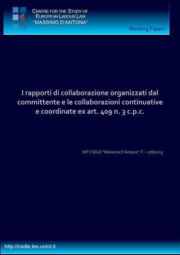 committente e le collaborazioni continuative e coordinate ex art 409 n 3 c.p.c