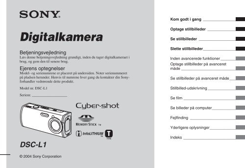 Sony DSC-L1 - DSC-L1 Istruzioni per l'uso Danese