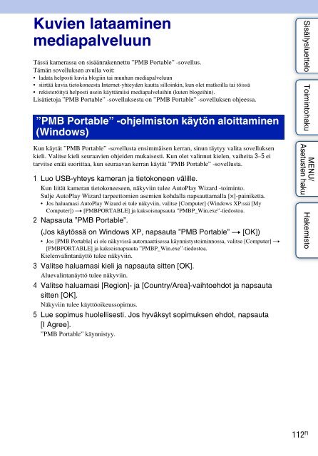 Sony DSC-W390 - DSC-W390 Istruzioni per l'uso Finlandese