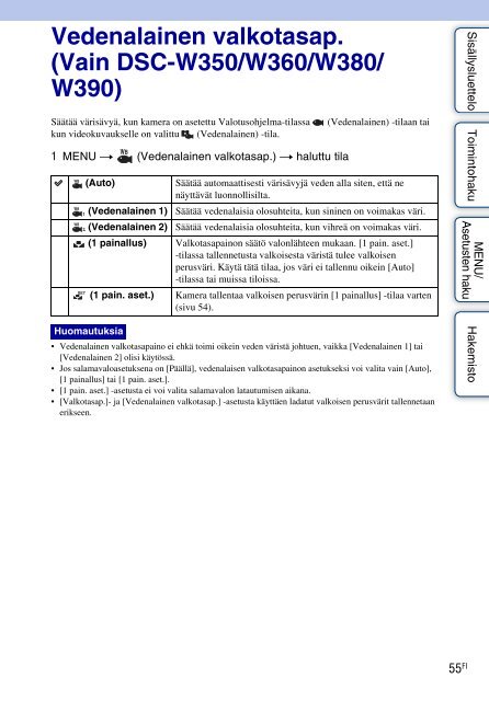 Sony DSC-W390 - DSC-W390 Istruzioni per l'uso Finlandese