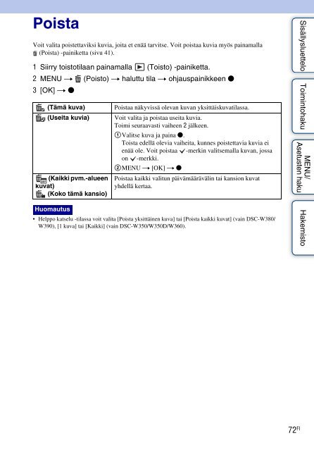 Sony DSC-W390 - DSC-W390 Istruzioni per l'uso Finlandese