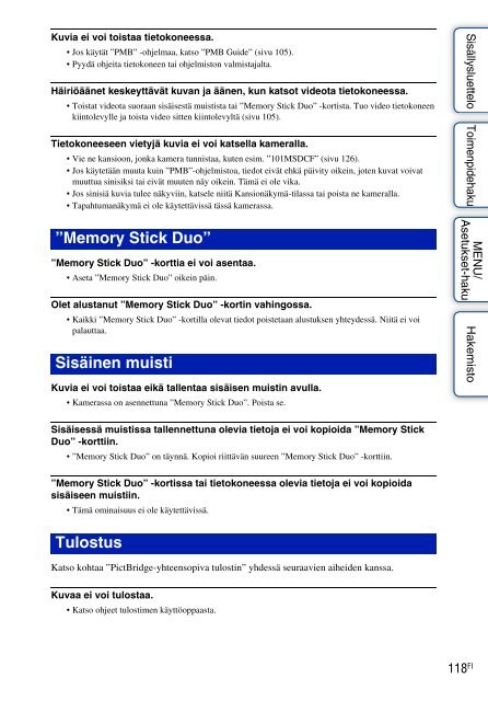 Sony DSC-WX1 - DSC-WX1 Istruzioni per l'uso Finlandese