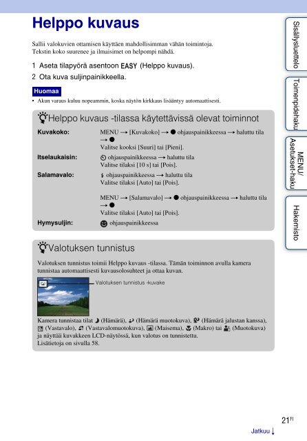 Sony DSC-WX1 - DSC-WX1 Istruzioni per l'uso Finlandese