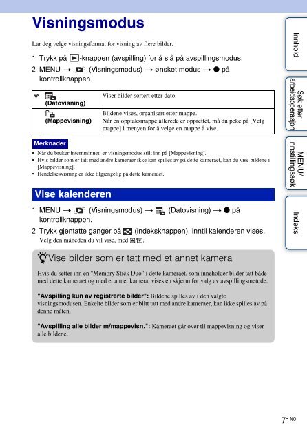 Sony DSC-WX1 - DSC-WX1 Istruzioni per l'uso Norvegese