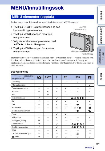 Sony DSC-W350D - DSC-W350D Istruzioni per l'uso Norvegese