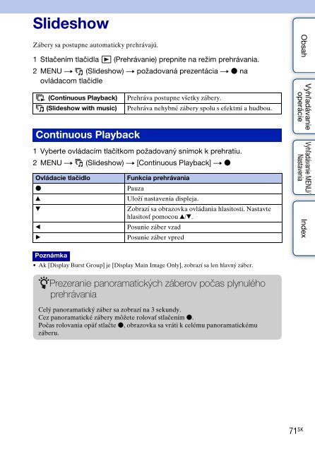 Sony DSC-WX1 - DSC-WX1 Istruzioni per l'uso Slovacco
