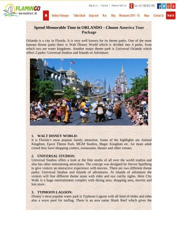 Spend Memorable Time in ORLANDO - Choose America Tour Package