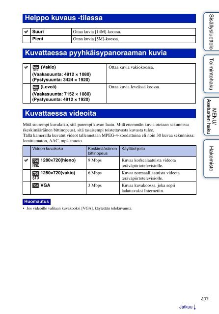 Sony DSC-W350D - DSC-W350D Istruzioni per l'uso Finlandese