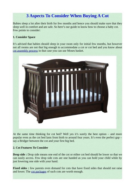 3 Aspects To Consider When Buying A Baby Cot