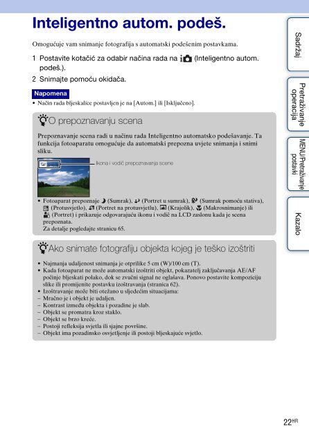 Sony DSC-HX5V - DSC-HX5V Istruzioni per l'uso Croato