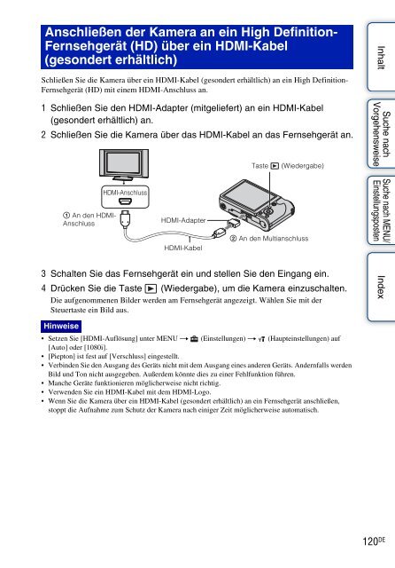 Sony DSC-HX5V - DSC-HX5V Istruzioni per l'uso Tedesco