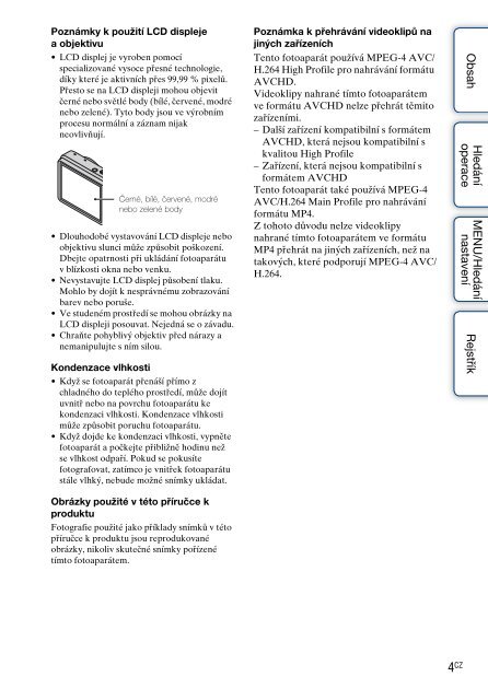 Sony DSC-HX5V - DSC-HX5V Istruzioni per l'uso Ceco