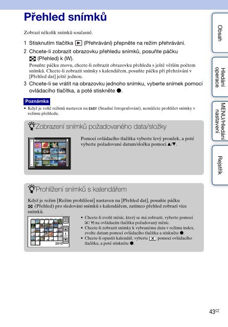 Sony DSC-HX5V - DSC-HX5V Istruzioni per l'uso Ceco