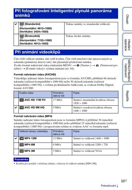 Sony DSC-HX5V - DSC-HX5V Istruzioni per l'uso Ceco