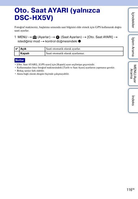 Sony DSC-HX5V - DSC-HX5V Istruzioni per l'uso Turco