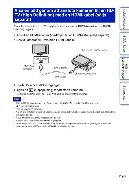 Sony DSC-HX5V - DSC-HX5V Istruzioni per l'uso Svedese